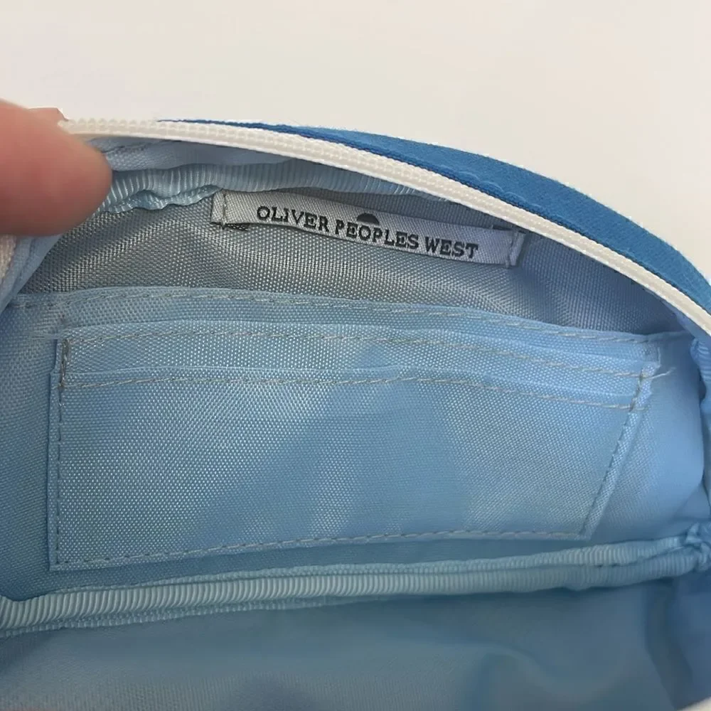 Oliver Peoples Blue Zippered Sunglasses Case with Cloth Dust-bag